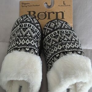 Børn Black and White Knit Slippers